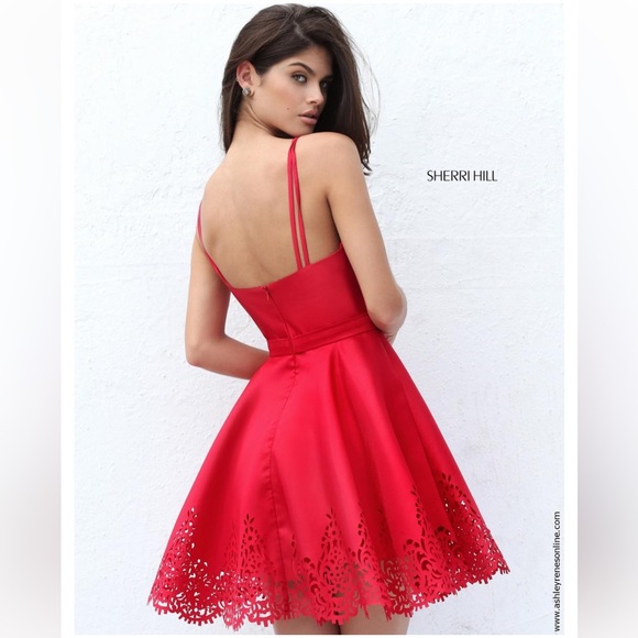 Sherri Hill A-Line Flare Formal Red Dress S50678 - Picture 2 of 12